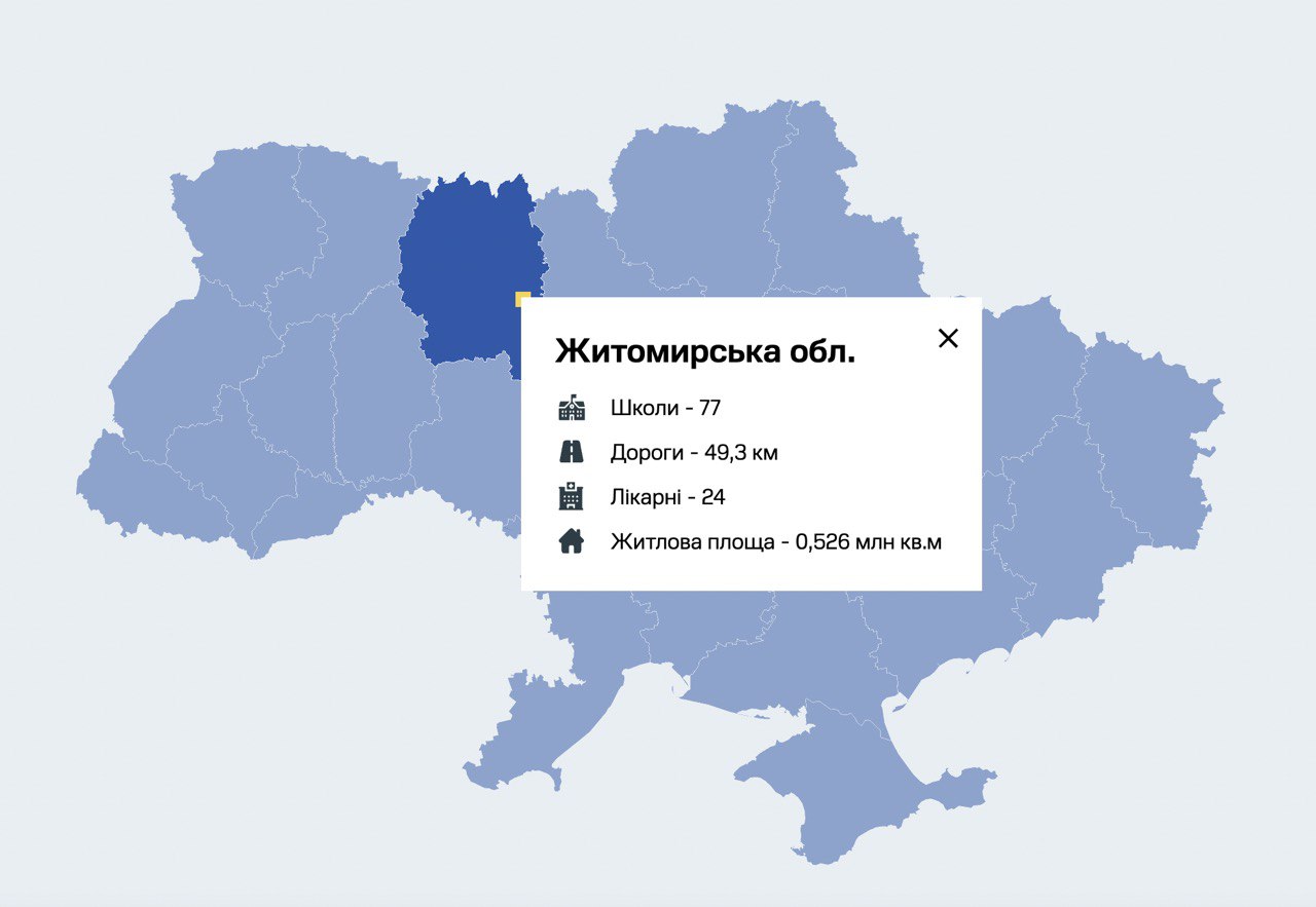 Запрацювала інтерактивна мапа руйнувань, яких Україні завдала росія