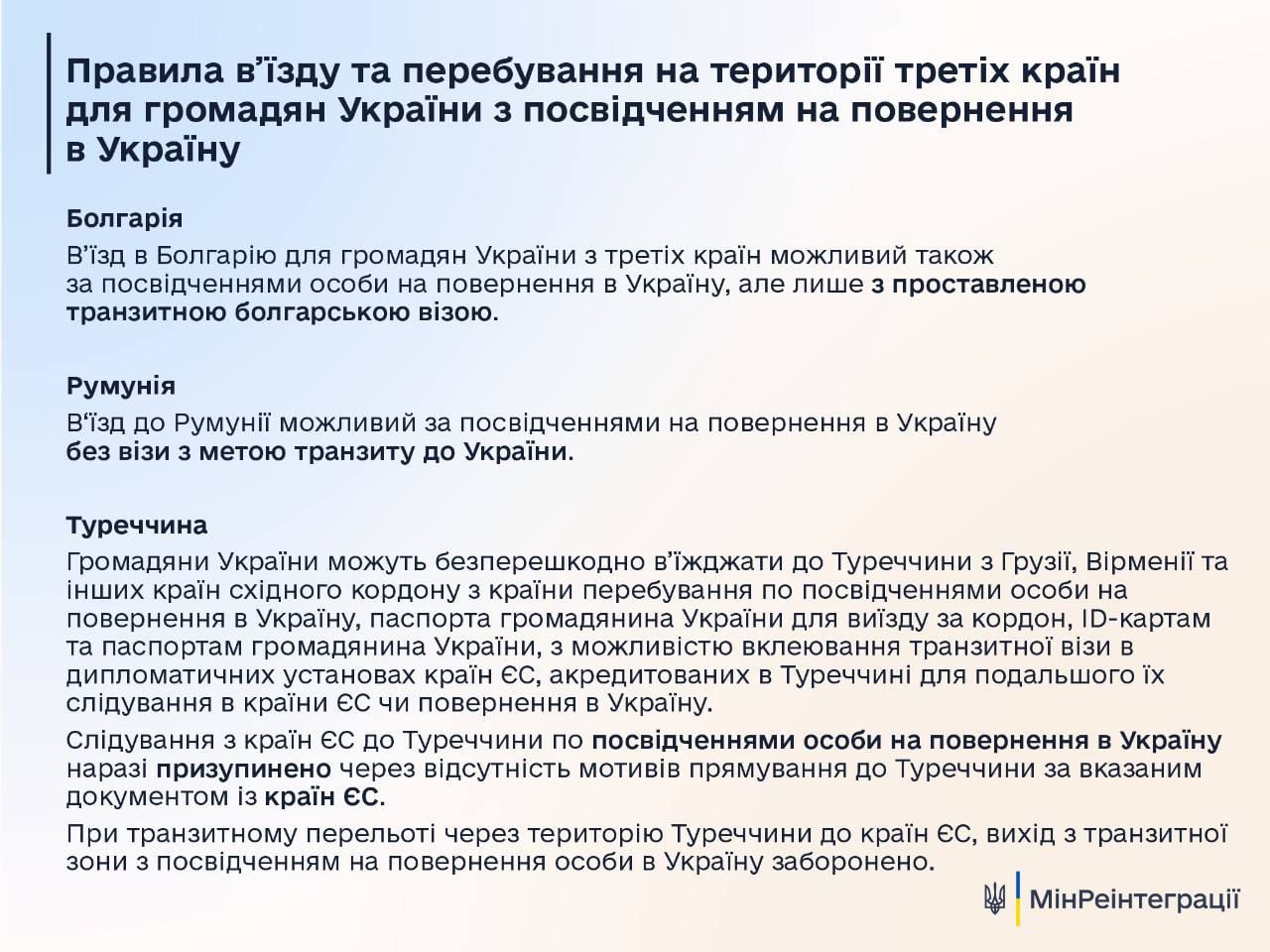 Мінреінтеграції пояснює, як українцям повернутись в Україну без паспорта