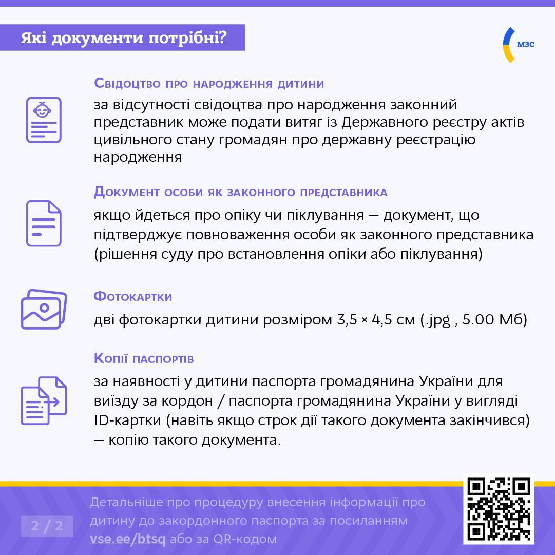 Міністерство закордонних справ пояснює, українцям внести інформацію про дитину до закордонного паспорта за межами України