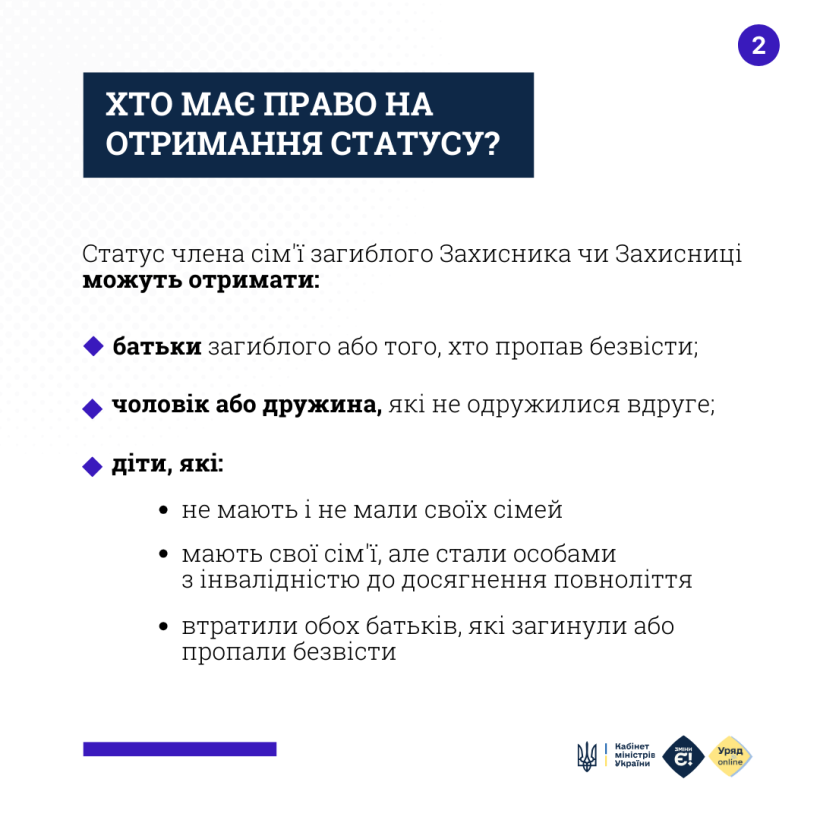 Як оформити статус члена сім'ї загиблого Захисника чи Захисниці на порталі Дія