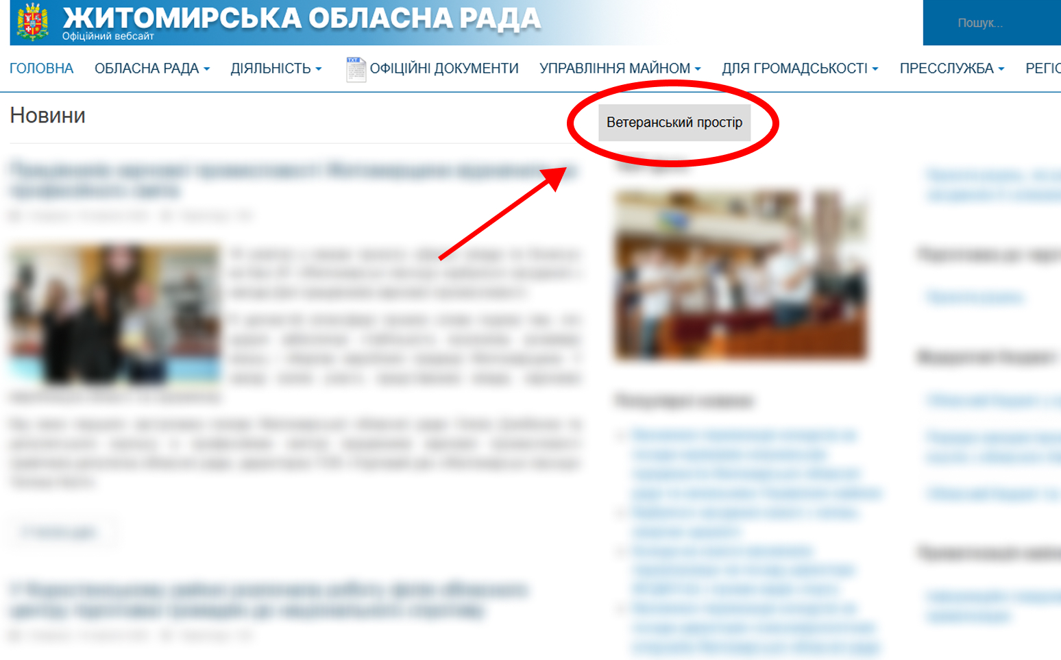 На сайті обласної ради створено розділ «Ветеранський простір»